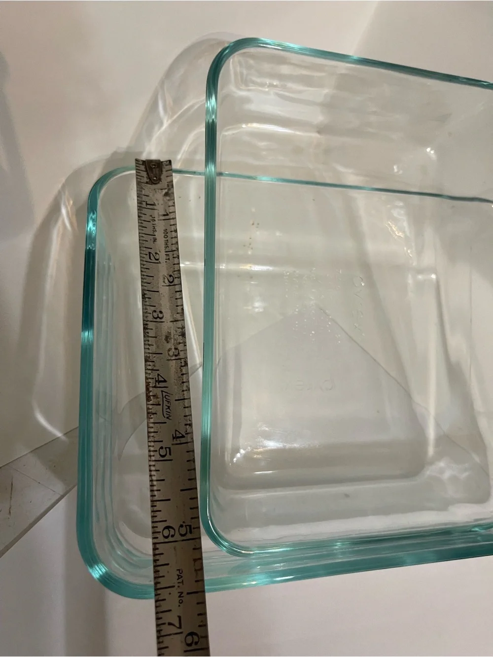 2 Pyrex Clear Glass Rectangular Baking Dish Set with Aqua Rim